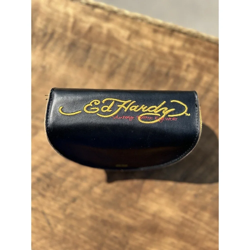 Ed Hardy Christian Audigier Sunglasses Case Skull Tiger Tattoo Embroidered